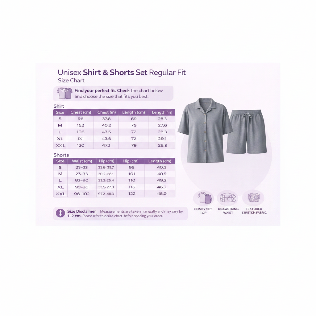 Jupiter Bmy Ltd Unisex Shirt & Shorts Set - Lined – Regular Fit