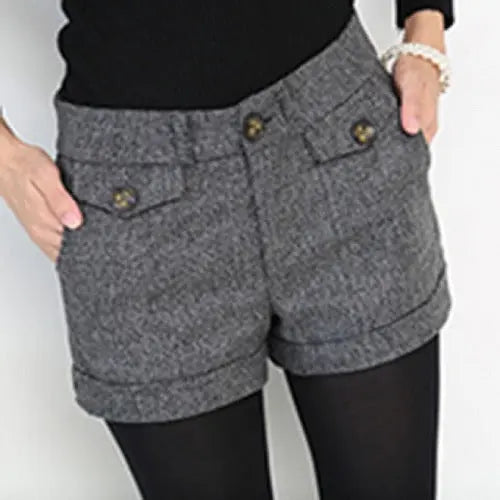 Ladies thick plaid suit casual woolen shorts - JUPITER BMY LTD