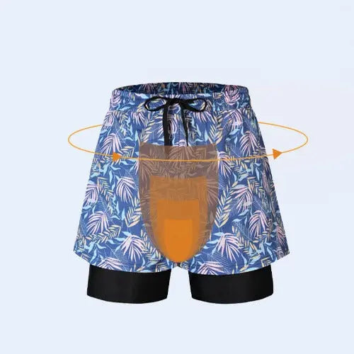 Loose Swimming Trunks Summer Printed Double Layer Beach Shorts - JUPITER BMY LTD