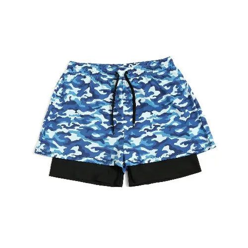 Loose Swimming Trunks Summer Printed Double Layer Beach Shorts - JUPITER BMY LTD