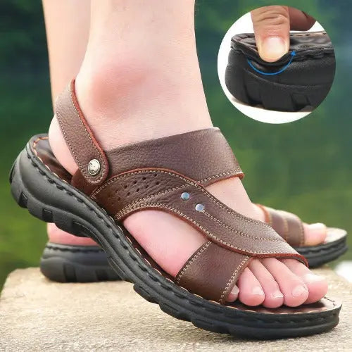 Men Sandals Summer Beach Shoes Adjustable Back Strap Design Slippers Slides - JUPITER BMY LTD