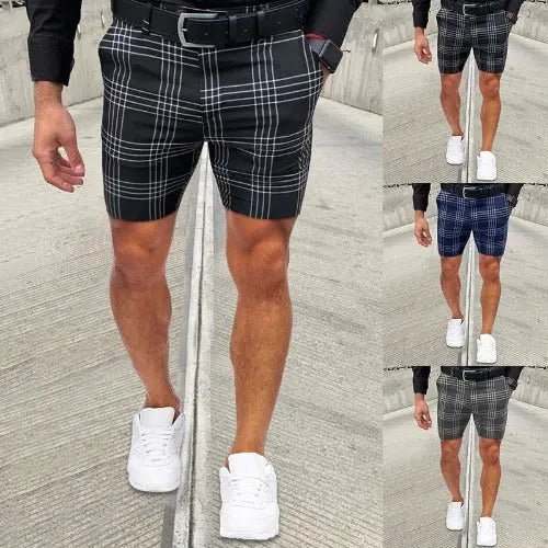 Men's Fashion Large Plaid Striped Straight Shorts - JUPITER BMY LTD