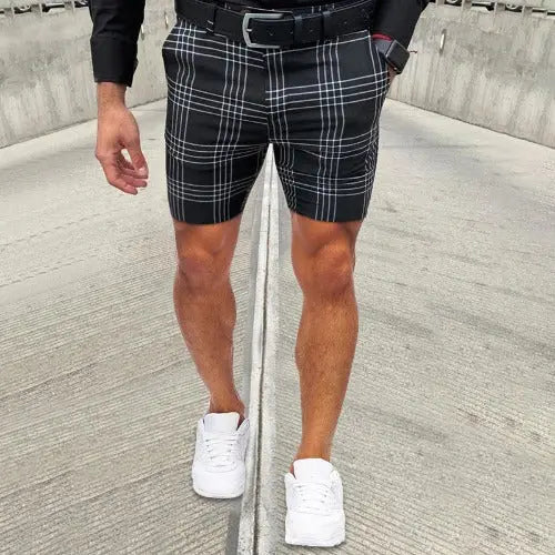 Men's Fashion Large Plaid Striped Straight Shorts - JUPITER BMY LTD