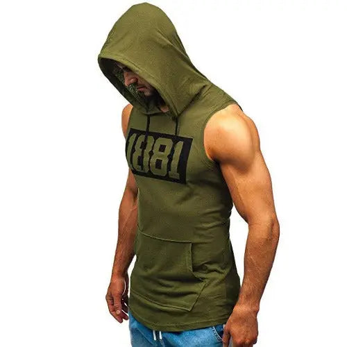 Men's Sleeveless Vest Letter Printed Hoodie Sports Tops - JUPITER BMY LTD