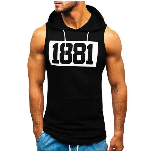 Men's Sleeveless Vest Letter Printed Hoodie Sports Tops - JUPITER BMY LTD