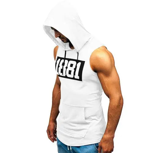 Men's Sleeveless Vest Letter Printed Hoodie Sports Tops - JUPITER BMY LTD
