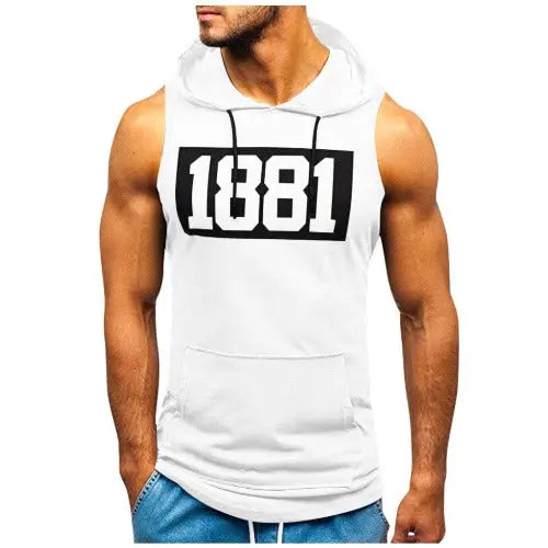 Men's Sleeveless Vest Letter Printed Hoodie Sports Tops - JUPITER BMY LTD