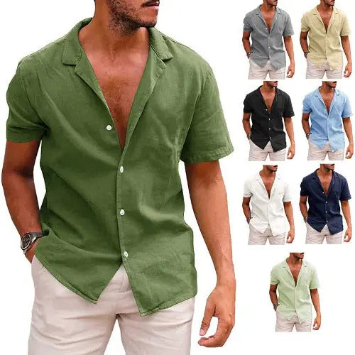 Men's Tops Casual Button Down Shirt Short Sleeve Beach Shirt Summer - JUPITER BMY LTD