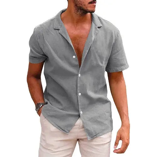 Men's Tops Casual Button Down Shirt Short Sleeve Beach Shirt Summer - JUPITER BMY LTD