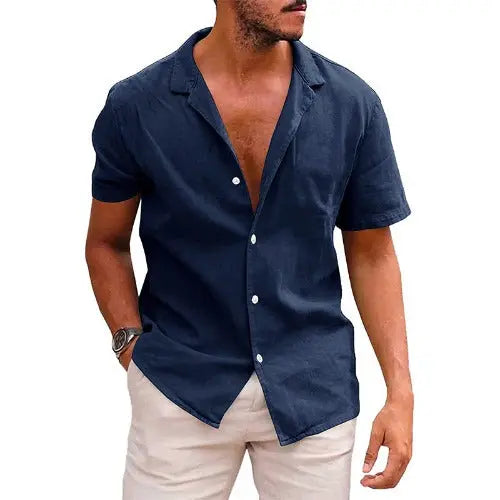 Men's Tops Casual Button Down Shirt Short Sleeve Beach Shirt Summer - JUPITER BMY LTD