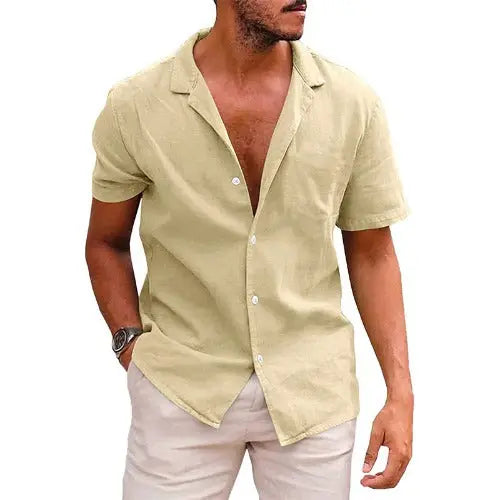 Men's Tops Casual Button Down Shirt Short Sleeve Beach Shirt Summer - JUPITER BMY LTD
