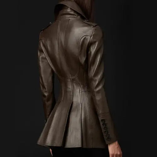 Mid-length Leather Wind Coat Women's Large Swing Coat - JUPITER BMY LTD