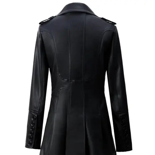 Mid-length Leather Wind Coat Women's Large Swing Coat - JUPITER BMY LTD