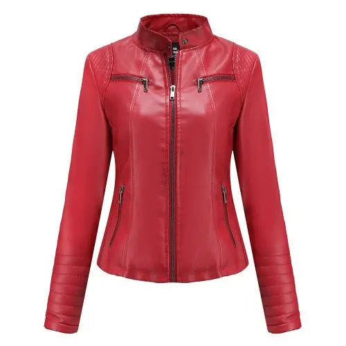 New Women's Thin Motorcycle Suit Leather Jacket Short- JUPITER BMY