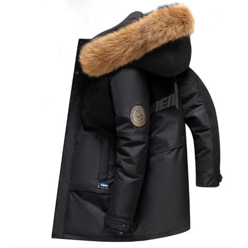 Men's Mid-length Big Fur Collar Thickened Warm Leisure Men's Coat- JUPITER BMY