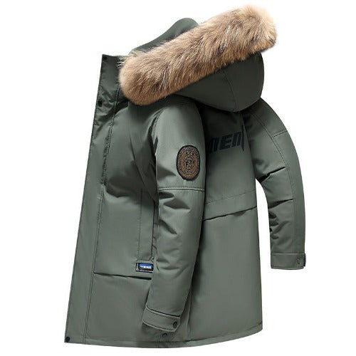 Men's Mid-length Big Fur Collar Thickened Warm Leisure Men's Coat- JUPITER BMY