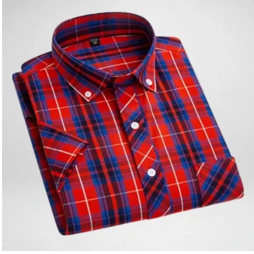 Paul Summer Thin Men's Cotton Plaid Shirt - JUPITER BMY LTD