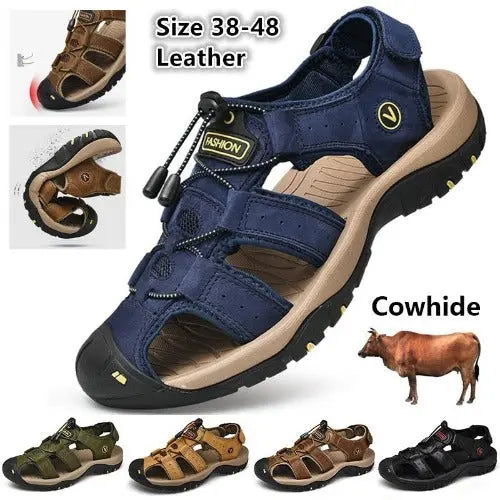 Plus Size Outdoor Men's Leather Sports Sandals - JUPITER BMY LTD