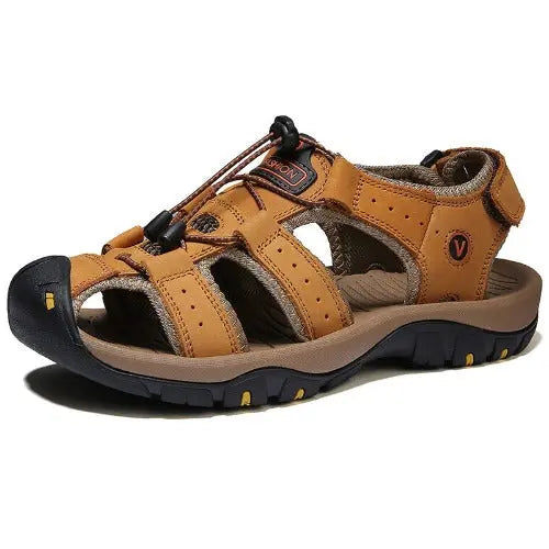 Plus Size Outdoor Men's Leather Sports Sandals - JUPITER BMY LTD