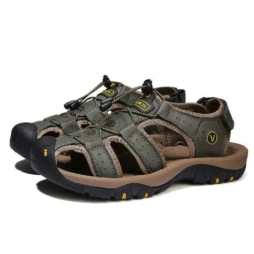 Plus Size Outdoor Men's Leather Sports Sandals - JUPITER BMY LTD
