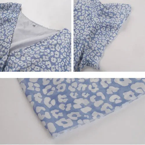 Summer Dresses Ruffle Cap Sleeve V Neck Belt Wrap Split Boho Floral Long Casual Party Beach Dress - JUPITER BMY LTD