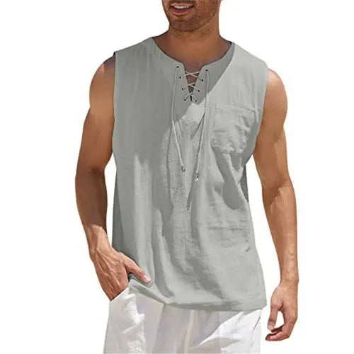 Tank Vest Men Shirt Collar Tie Short Sleeve T-Shirt - JUPITER BMY LTD