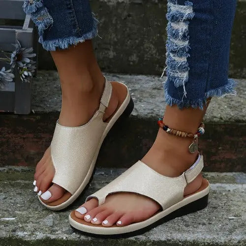 Thong Sandals With Velcro Summer Flat Beach Shoes- JUPITER BMY