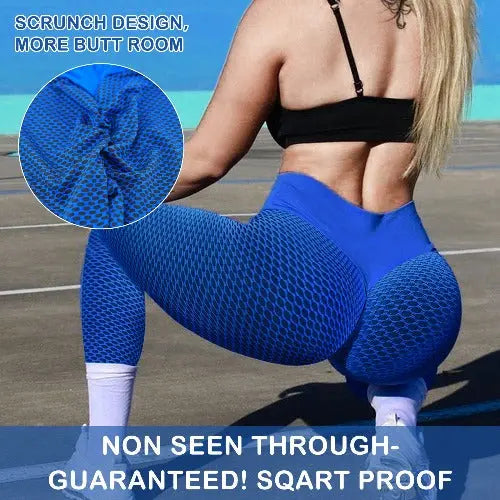 Women Tights Plus Size Sports High Waist Yoga & Gym  Pants Blue- JUPITER BMY