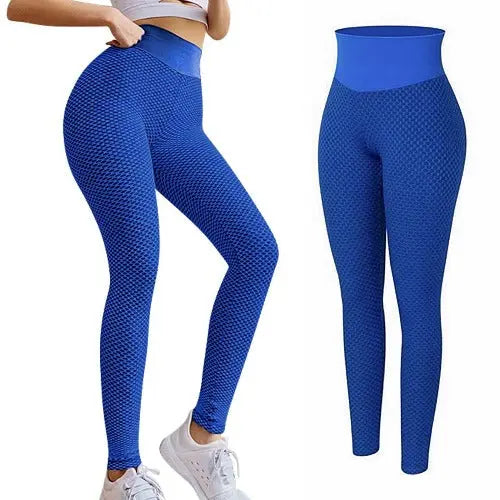 Women Tights Plus Size Sports High Waist Yoga & Gym  Pants Blue- JUPITER BMY