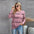 Women's Loose Long-Sleeved Hoodless Striped Printed Sweater- JUPITER BMY