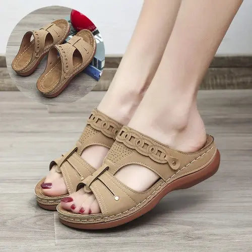 Women's Slippers Wedge Heel Round Toe Roman Shoes- JUPITER BMY