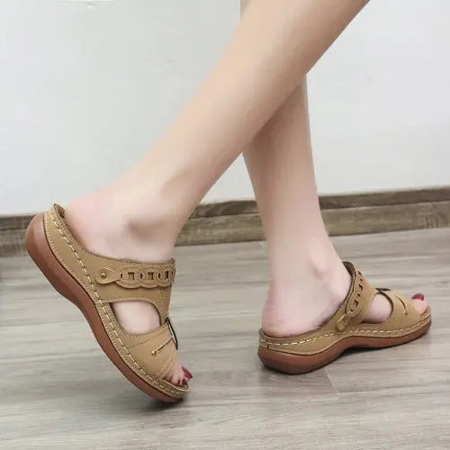 Women's Slippers Wedge Heel Round Toe Roman Shoes- JUPITER BMY