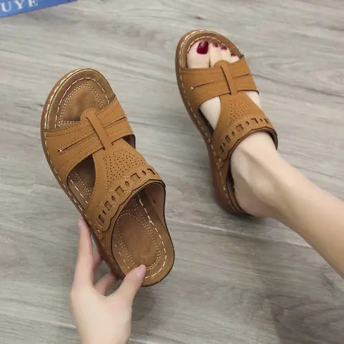 Women's Slippers Wedge Heel Round Toe Roman Shoes- JUPITER BMY