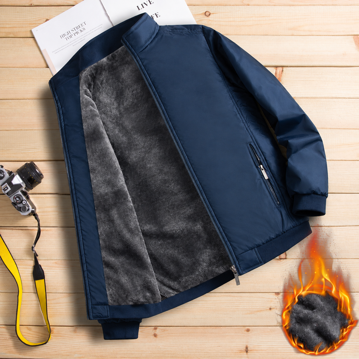 Fleece-Lined Zip-Up Jacket
