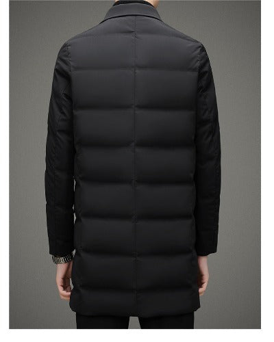 Men's Scarf Collar Cold-proof Down Jacket Coat Mid-length- JUPITER BMY