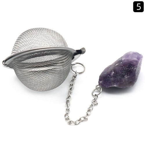 Natural Raw Gemstone Filter Ball Stew Ingredients Ball Stainless Steel Tea Filter- JUPITER BMY