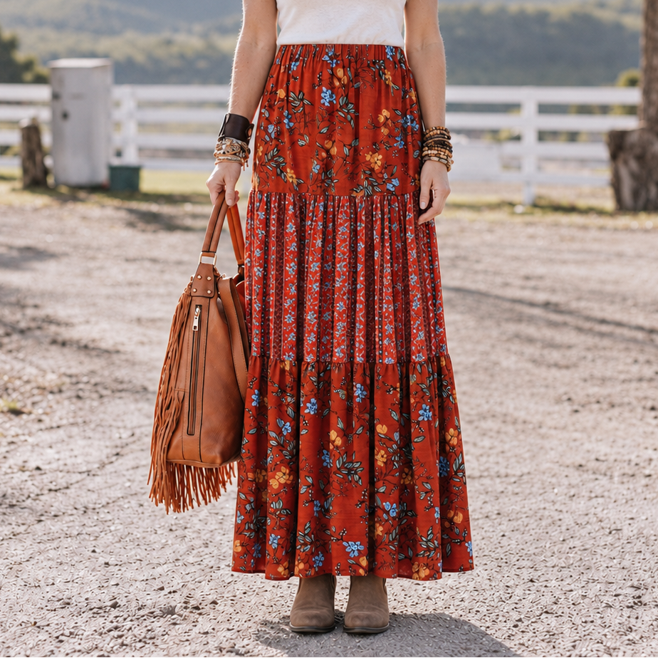 Floral Tiered Maxi Skirt
