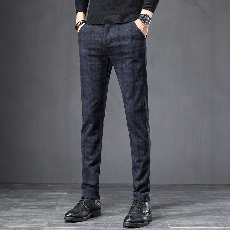 Autumn Plaid Pants Slim Straight Loose Men's Casual Pants Trousers Small Feet- JUPITER BMY