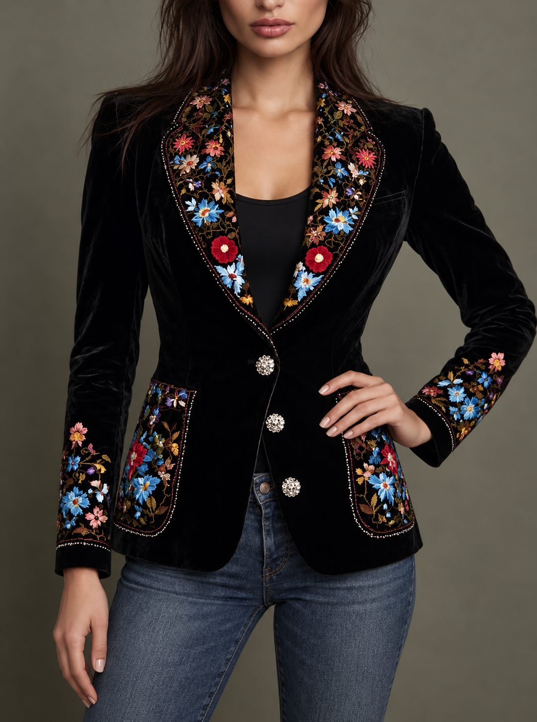 Floral Detail Tailored Blazer