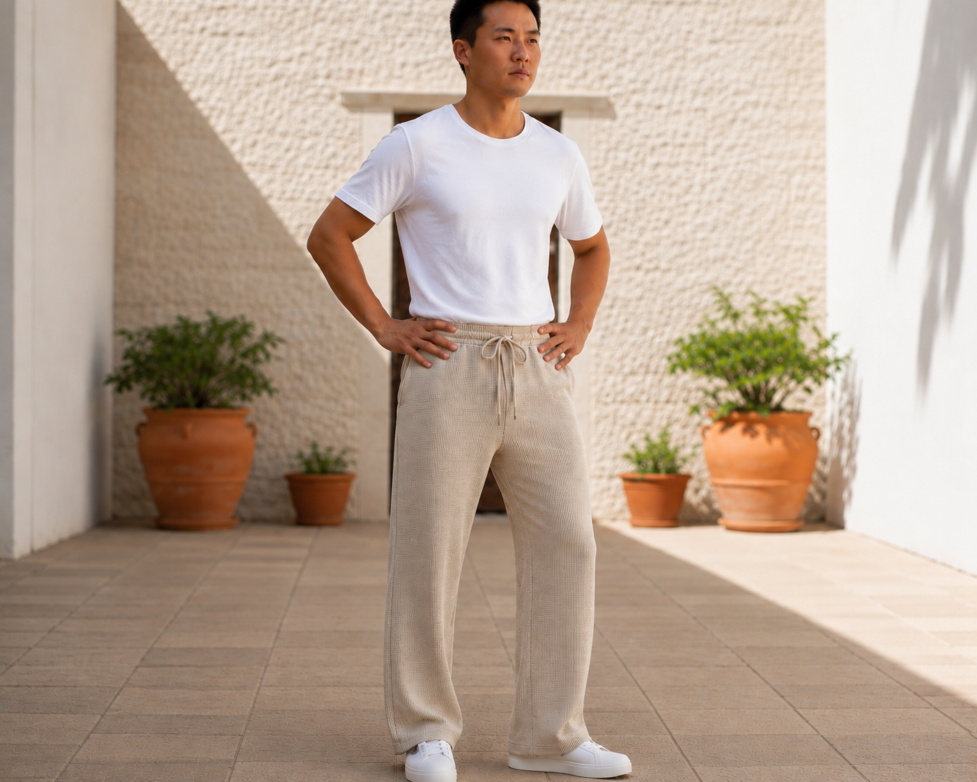 Unisex Long Trousers- Waffle Fabric