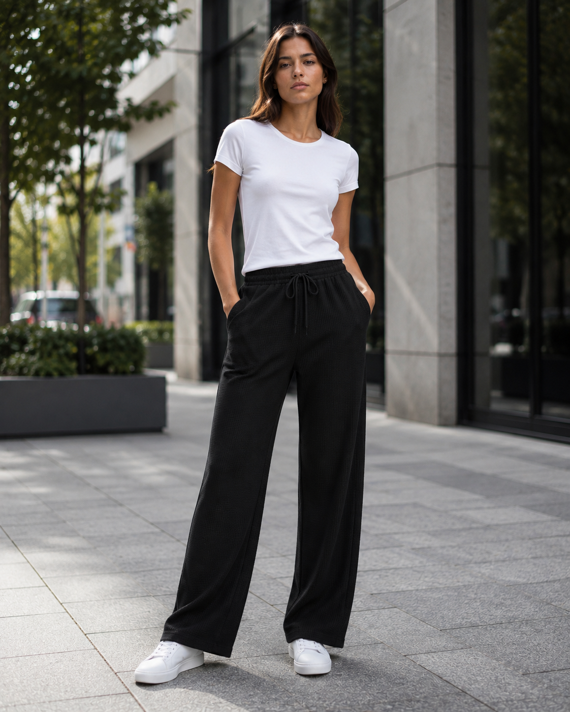 Unisex Long Trousers- Waffle Fabric