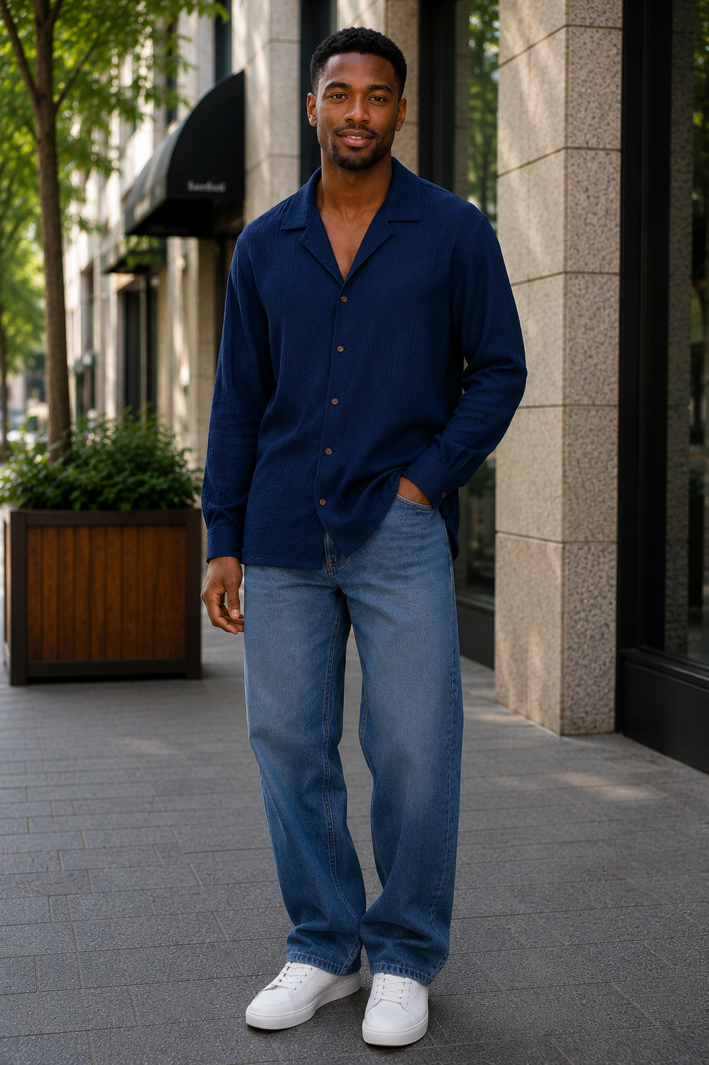 Unisex Textured Long Sleeve Shirt
