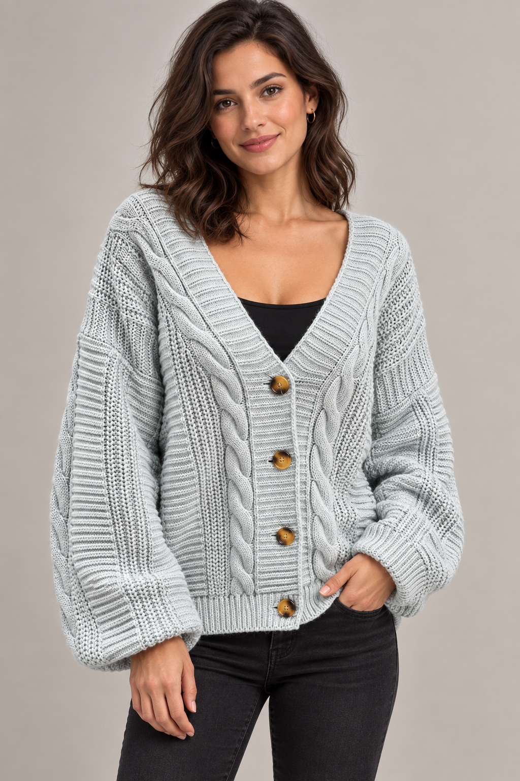 Chunky Cable-Knit Cardigan