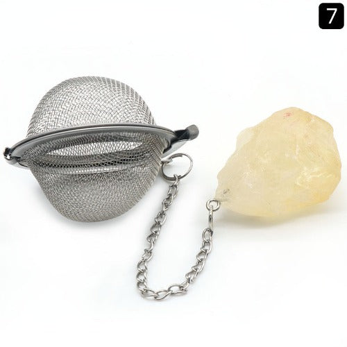 Natural Raw Gemstone Filter Ball Stew Ingredients Ball Stainless Steel Tea Filter- JUPITER BMY