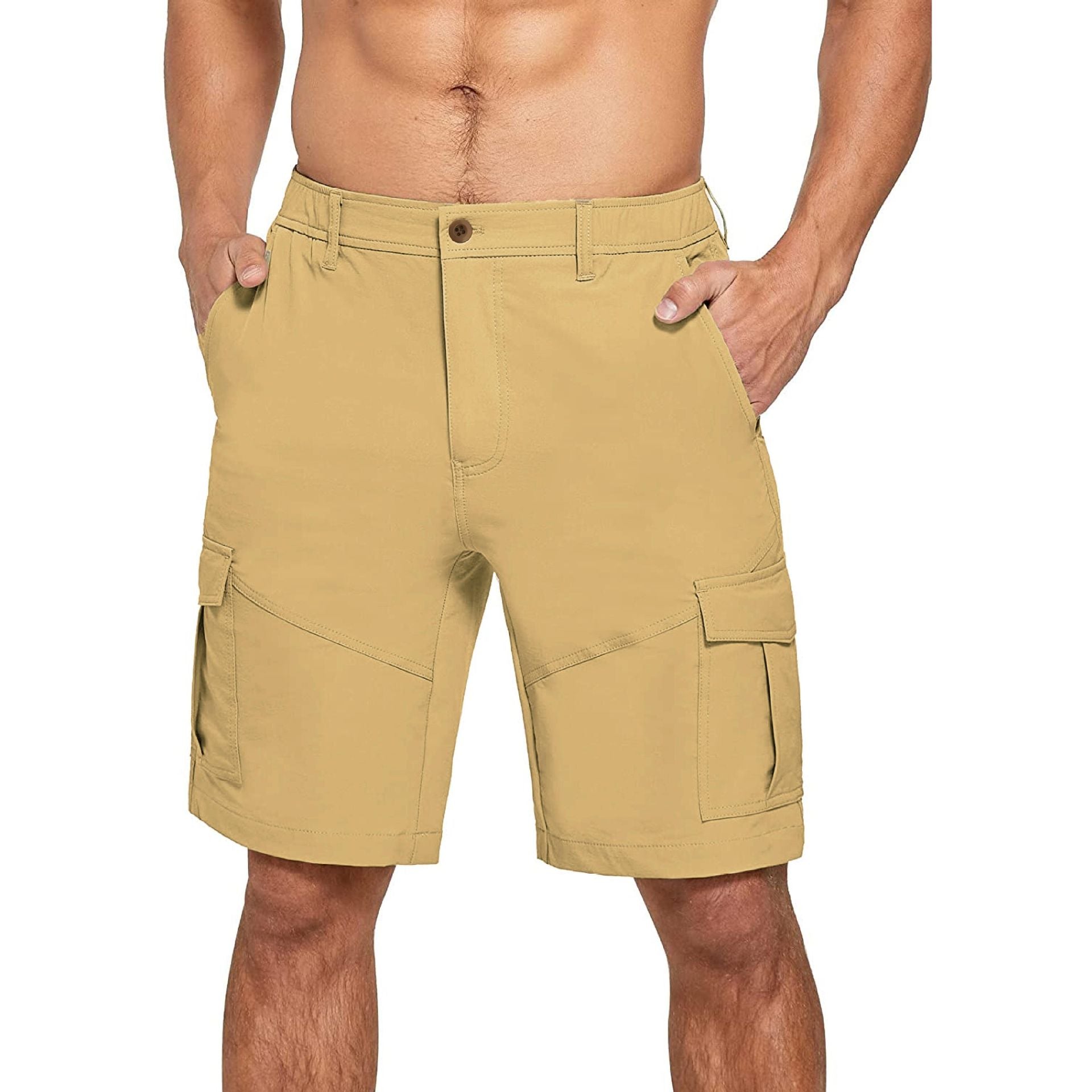 Solid Color Men's Loose Casual Multi-pocket Workwear Shorts- JUPITER BMY