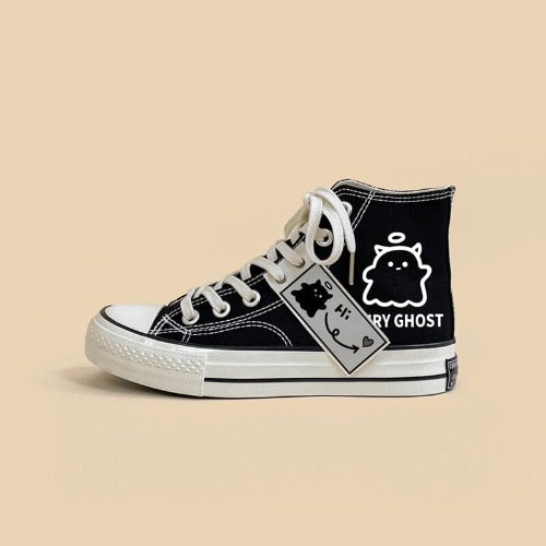 Black Graffiti Casual Canvas Shoes For Students- JUPITER BMY