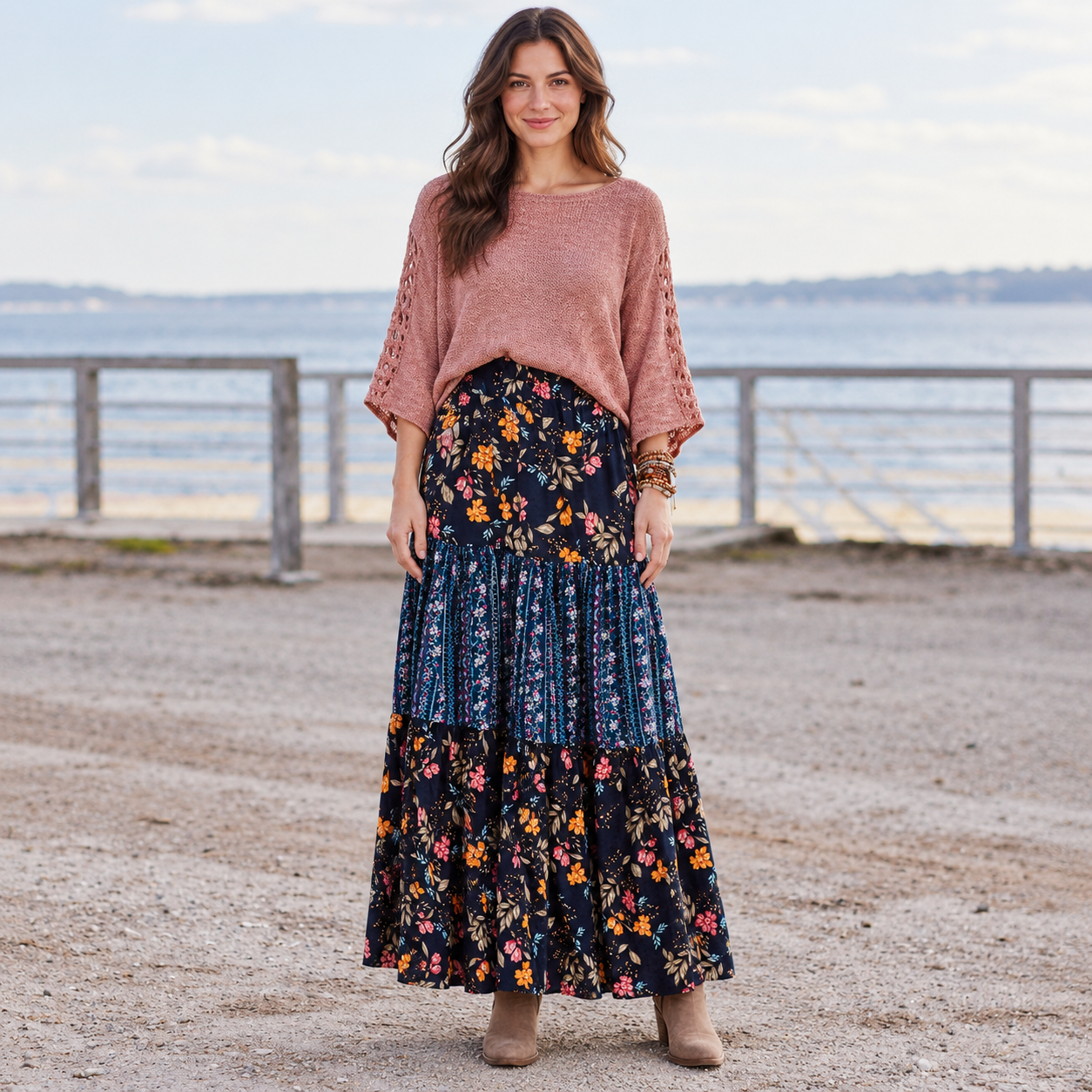 Floral Tiered Maxi Skirt