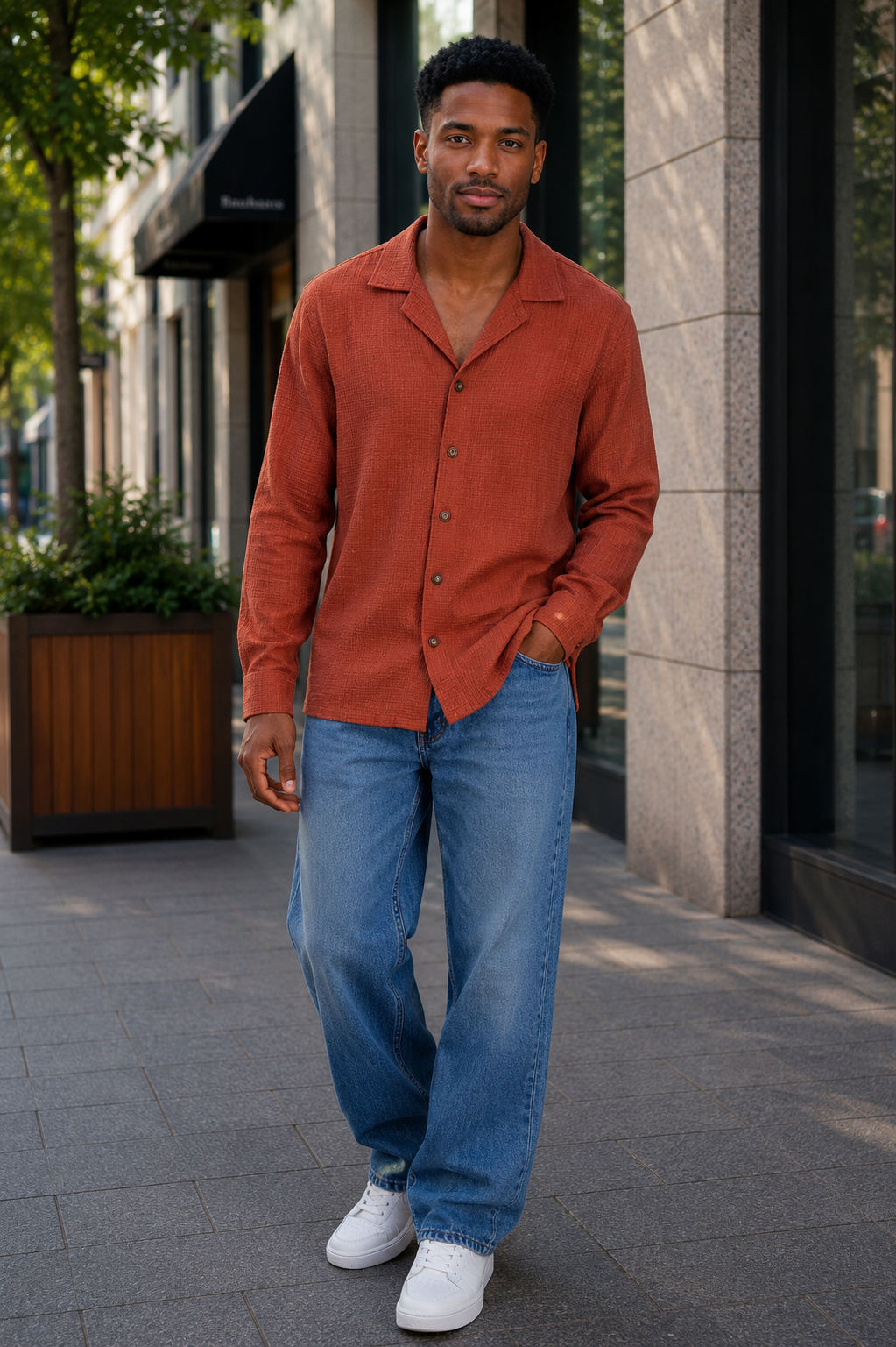 Unisex Textured Long Sleeve Shirt