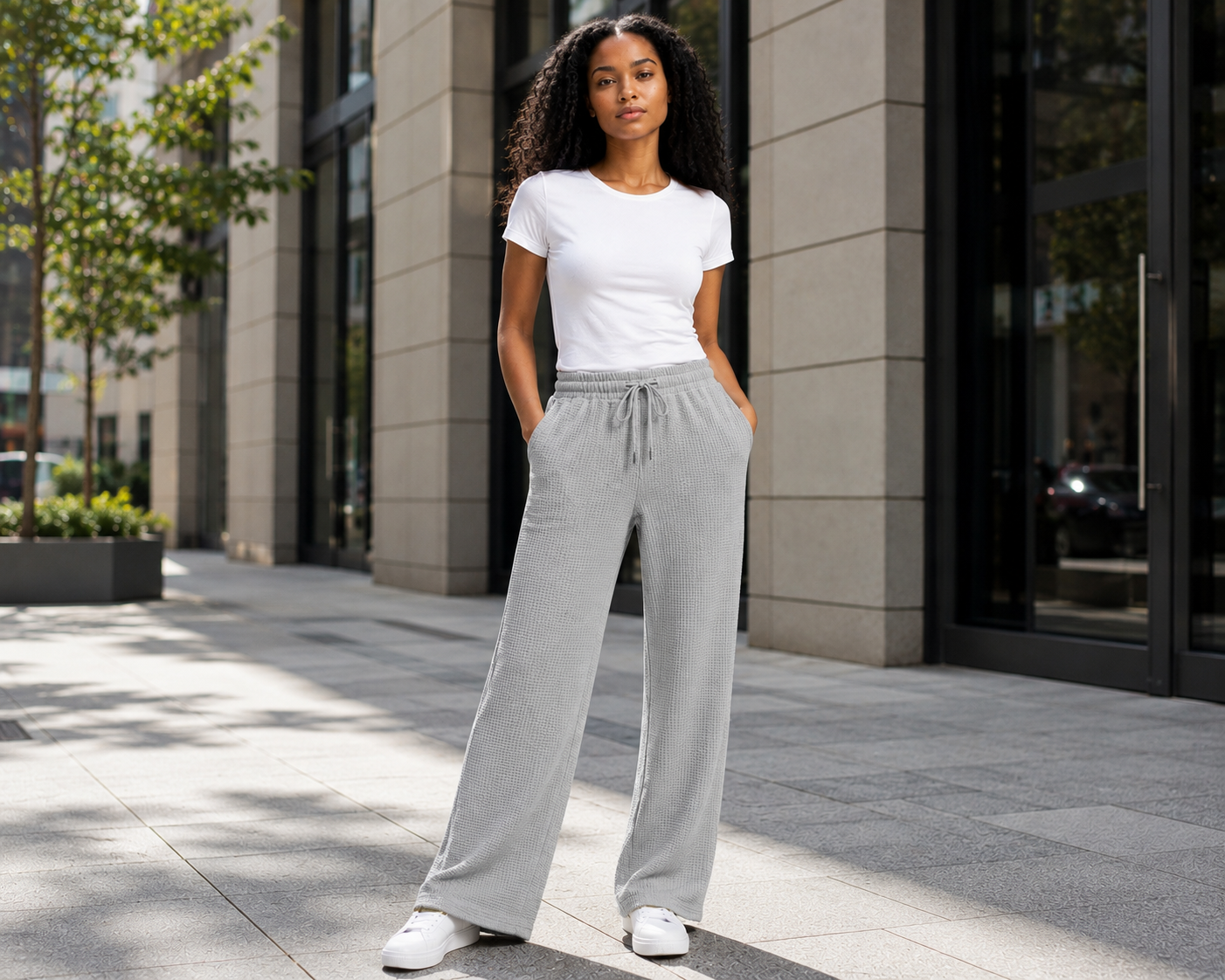 Unisex Long Trousers- Waffle Fabric