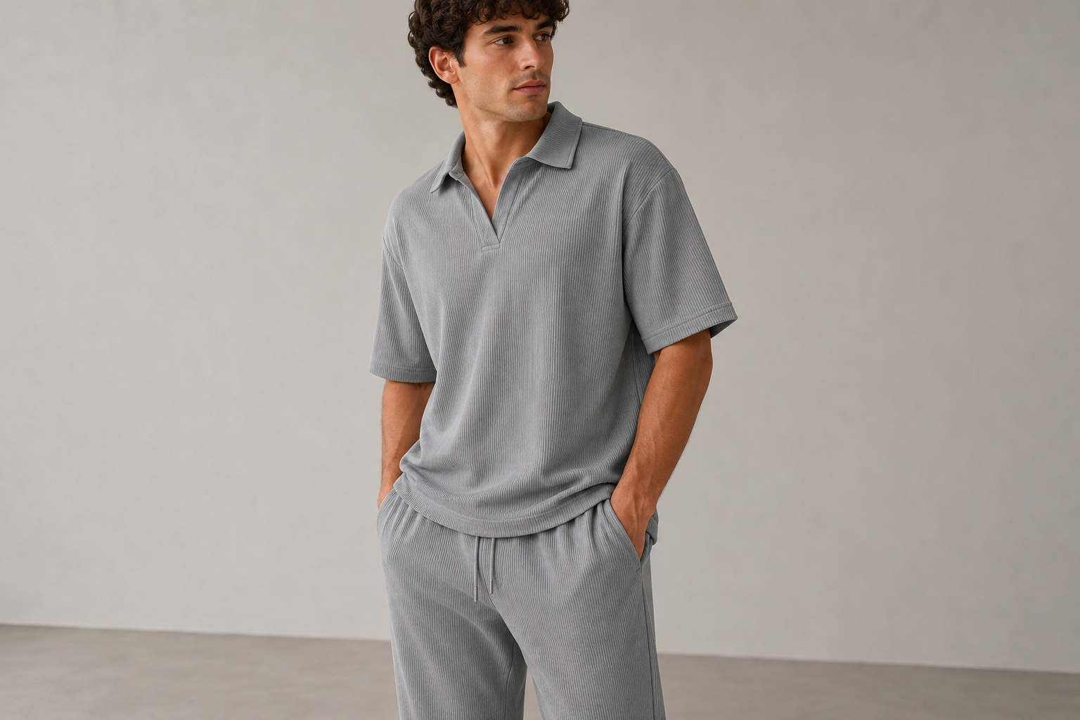 Unisex V-Neck Polo Shirt- Lined